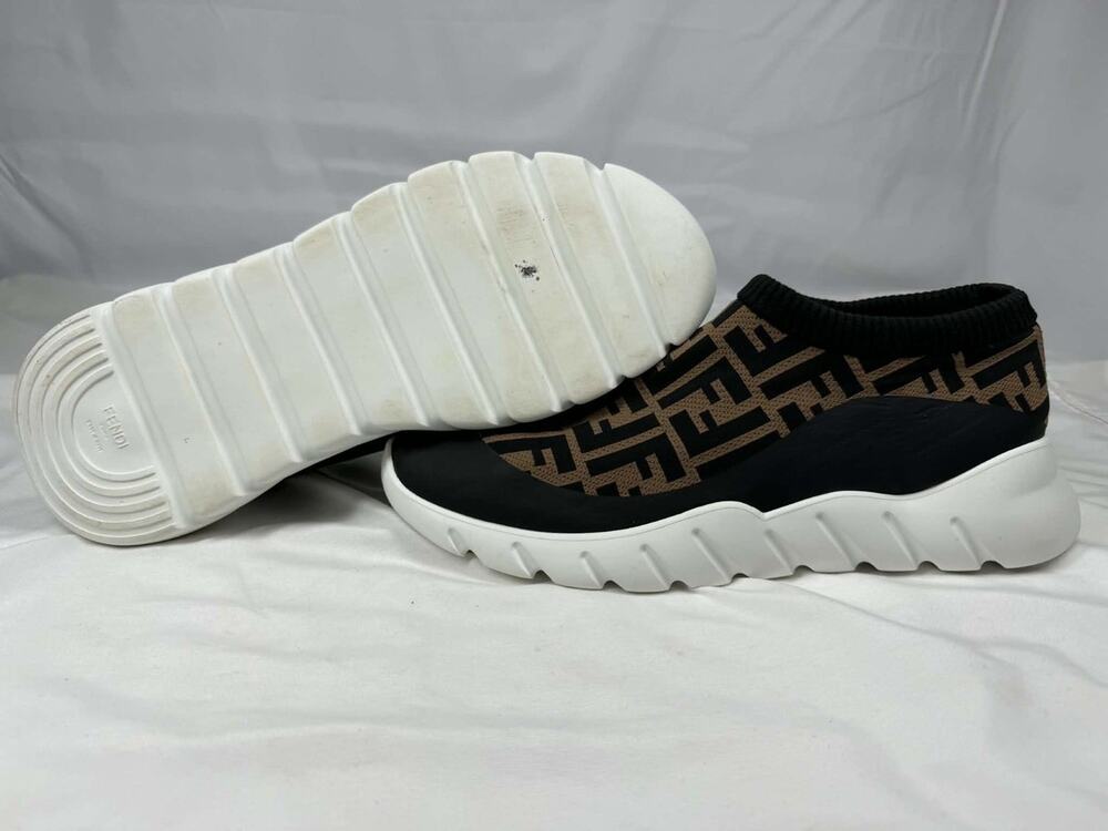 Men's Size 12 Fendi Zucca FF Logo Printed Sock Sneakers SPB-JB 366628